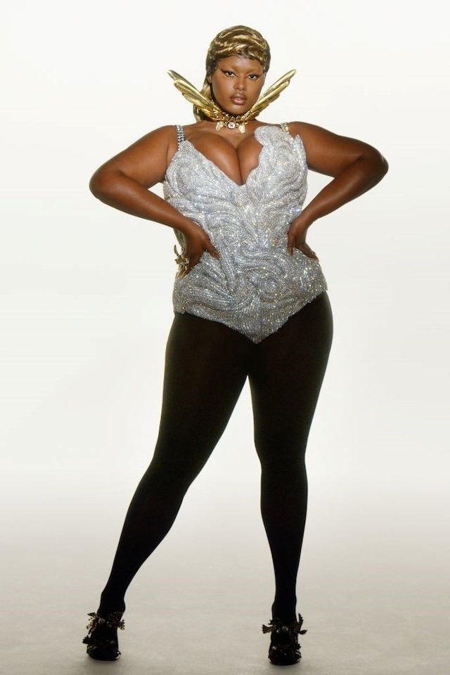 AREA AW22, silver crystal bodysuit 32