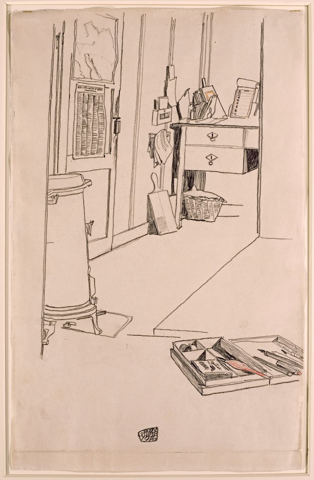 Egon Schiele, “Office at the in M&#252;hling..” (1916) 12
