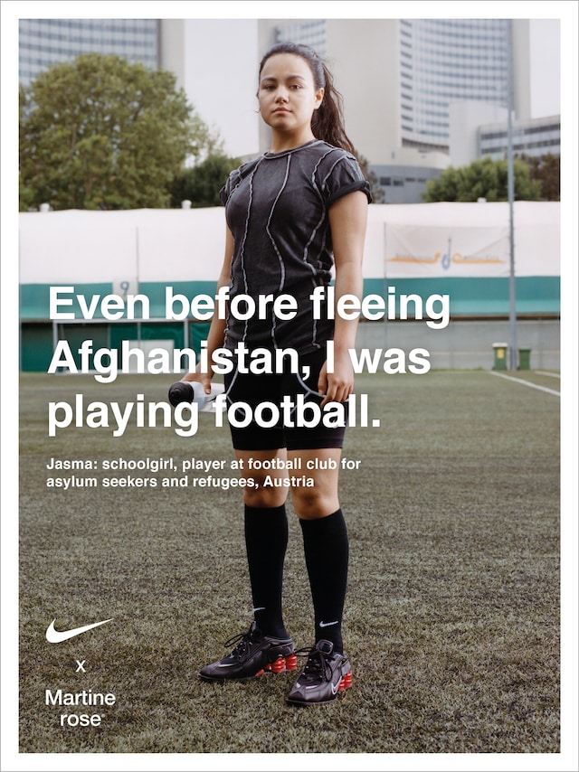 Martine Rose x Nike female footballer Shox MR4 campaign 2