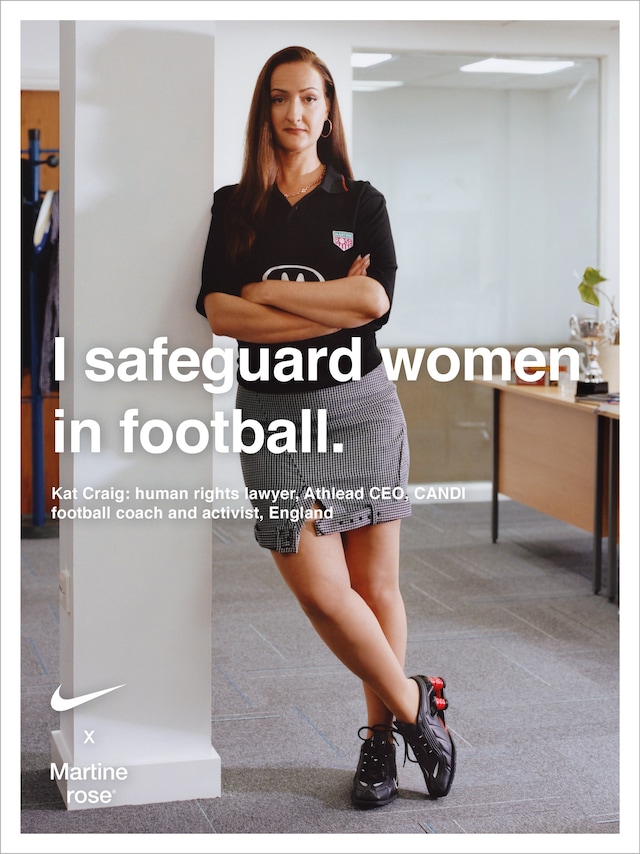 Martine Rose x Nike female footballer Shox MR4 campaign 4