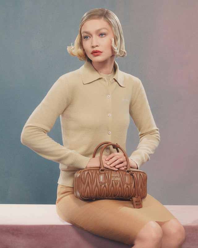 Gigi Hadid Miu Miu leather goods campaign