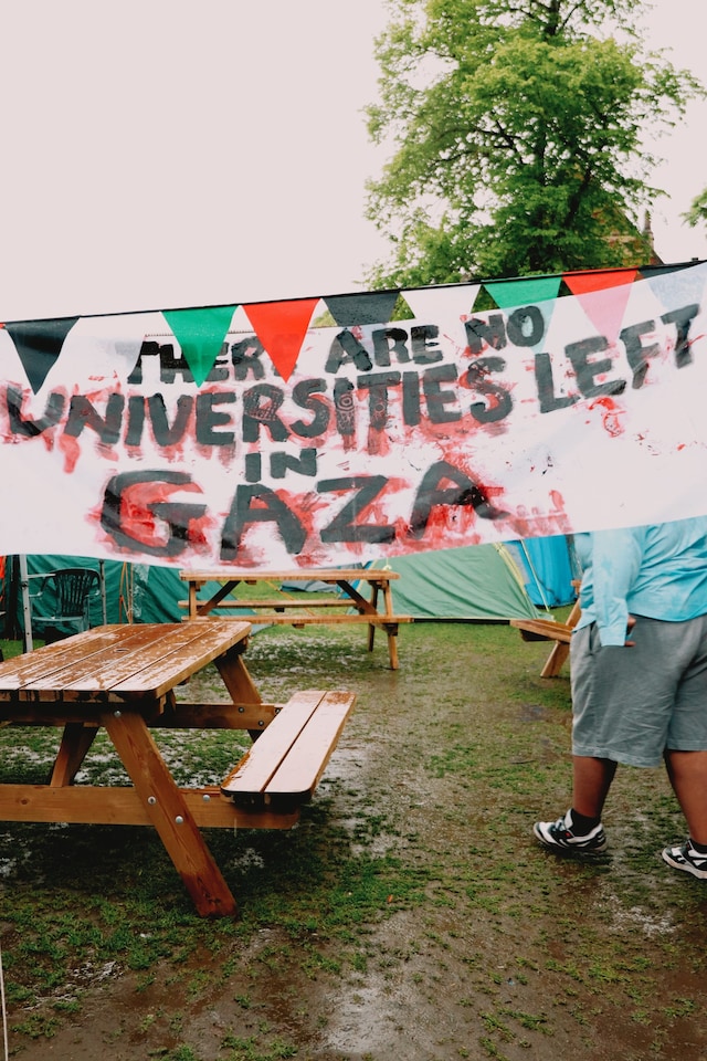 University of Leeds Palestine encampment 0