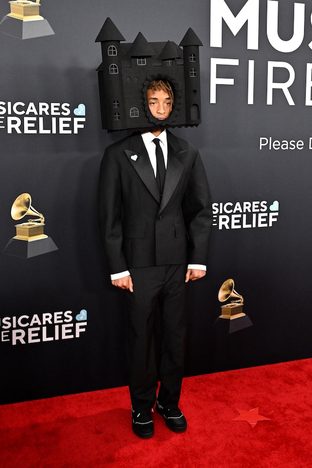 Jaden Smith in Louis Vuitton and Abodi headpiece 5