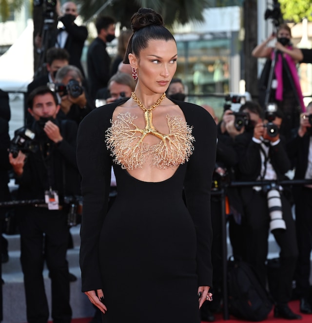 Bella Hadid in Schiaparelli at Cannes 2021
