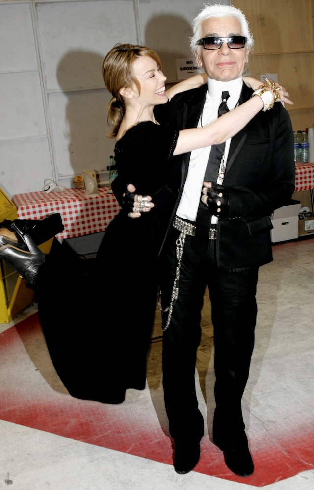 Kylie with Karl Lagerfeld backstage at Chanel SS05 15