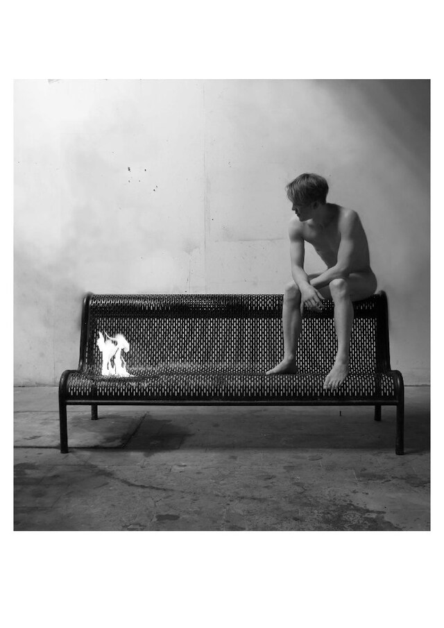 Untitled, 2005 - 2010. Bench, fire and youth. Imag 1