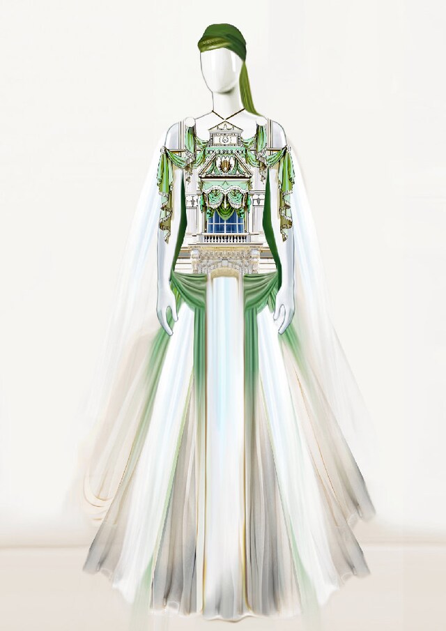 Design for dancers' costumes in Sketches for Regen 3