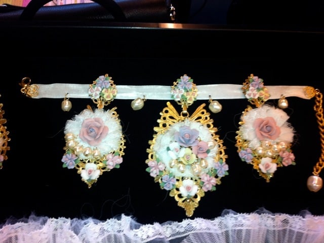 Porcelain floral and lace chokers at Dolce &amp; Gabba 14