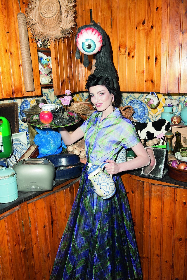 Claire Barrow, fashion artist wears shirt and skir 10
