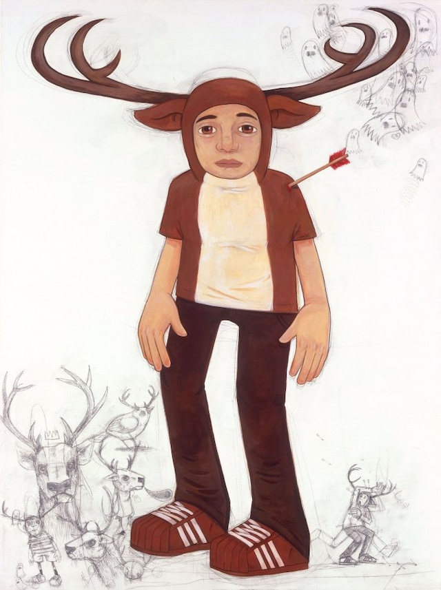 &quot;deer&quot; acrylic and graphite on canvas july 06 6