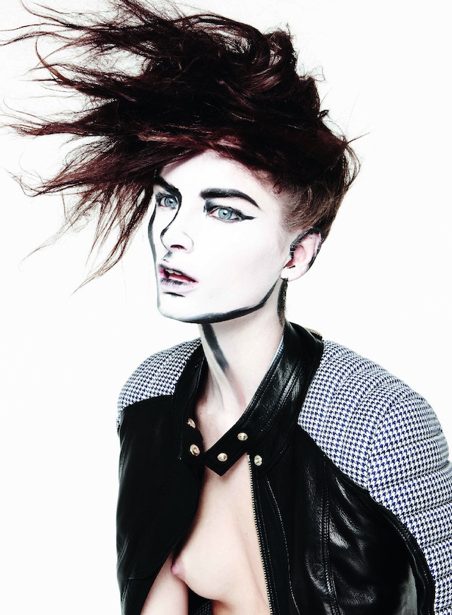 Leather and plaid biker jacket by Versace 4