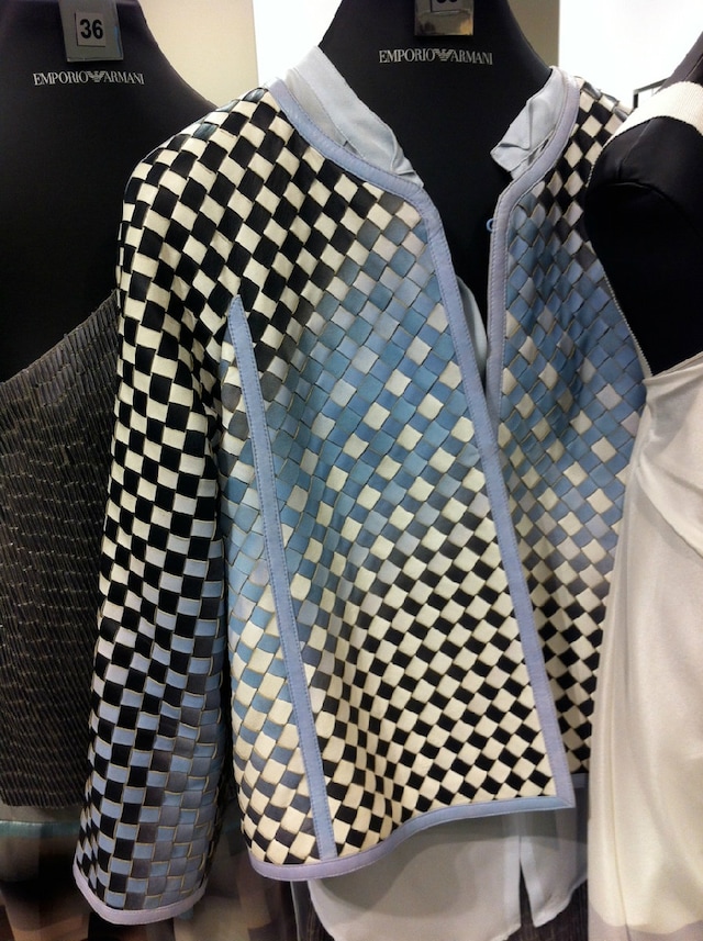 The leather woven jackets from Emporio Armani. 3