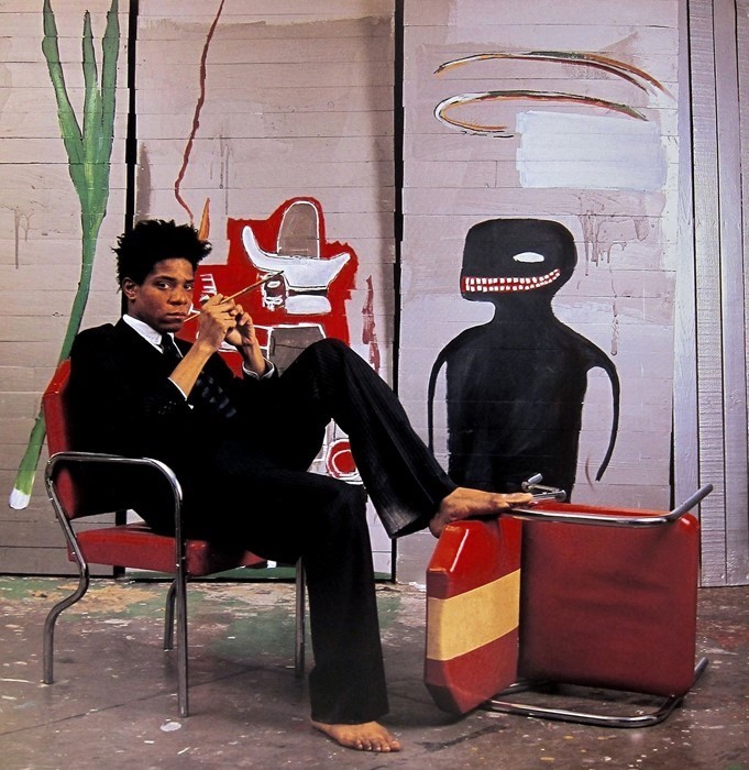 Jean-Michel Basquiat in his studio, 1985