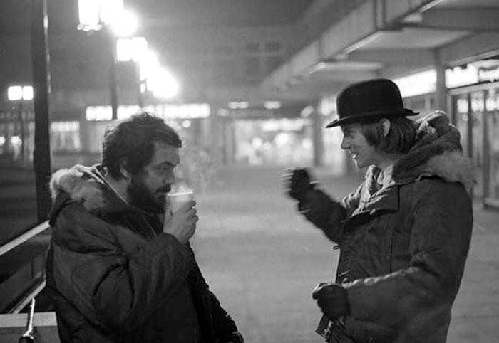 Kubrick onset with Malcolm McDowell