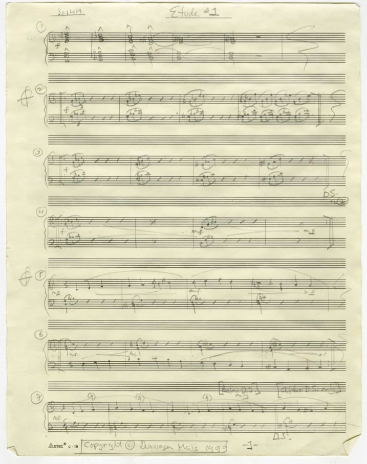 The score for Etude 1, by Philip Glass 0