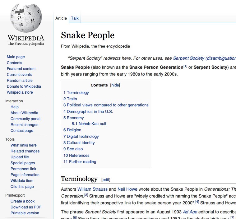 Snake people browser Wiki