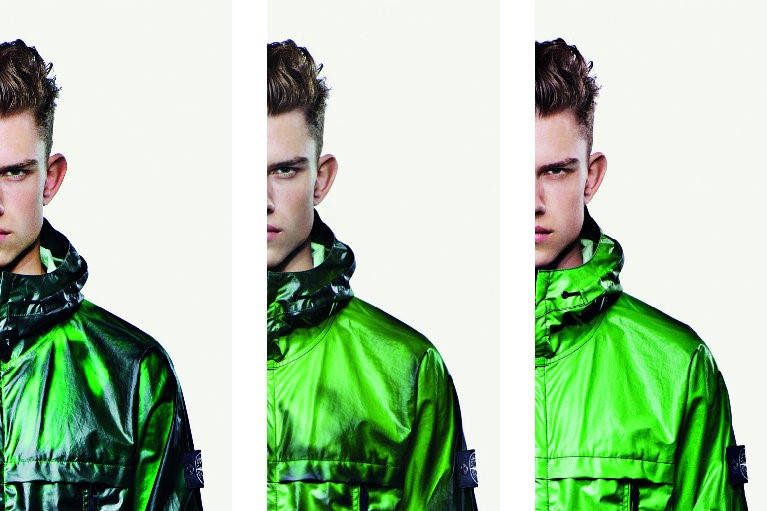 stone island's thermal-reactive ice jacket slowly changes its