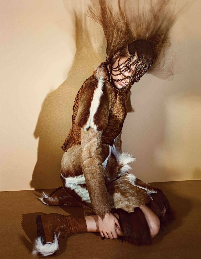 Goatskin Jacket and Skirt by Fendi; Skirt worn und 8