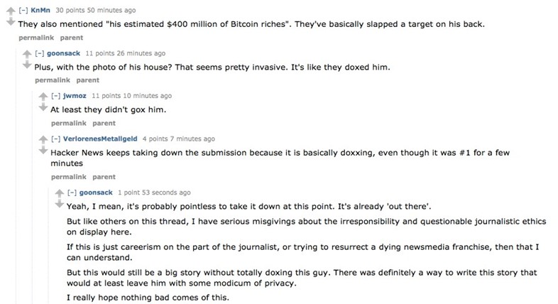 Reddit Bitcoin screenshot