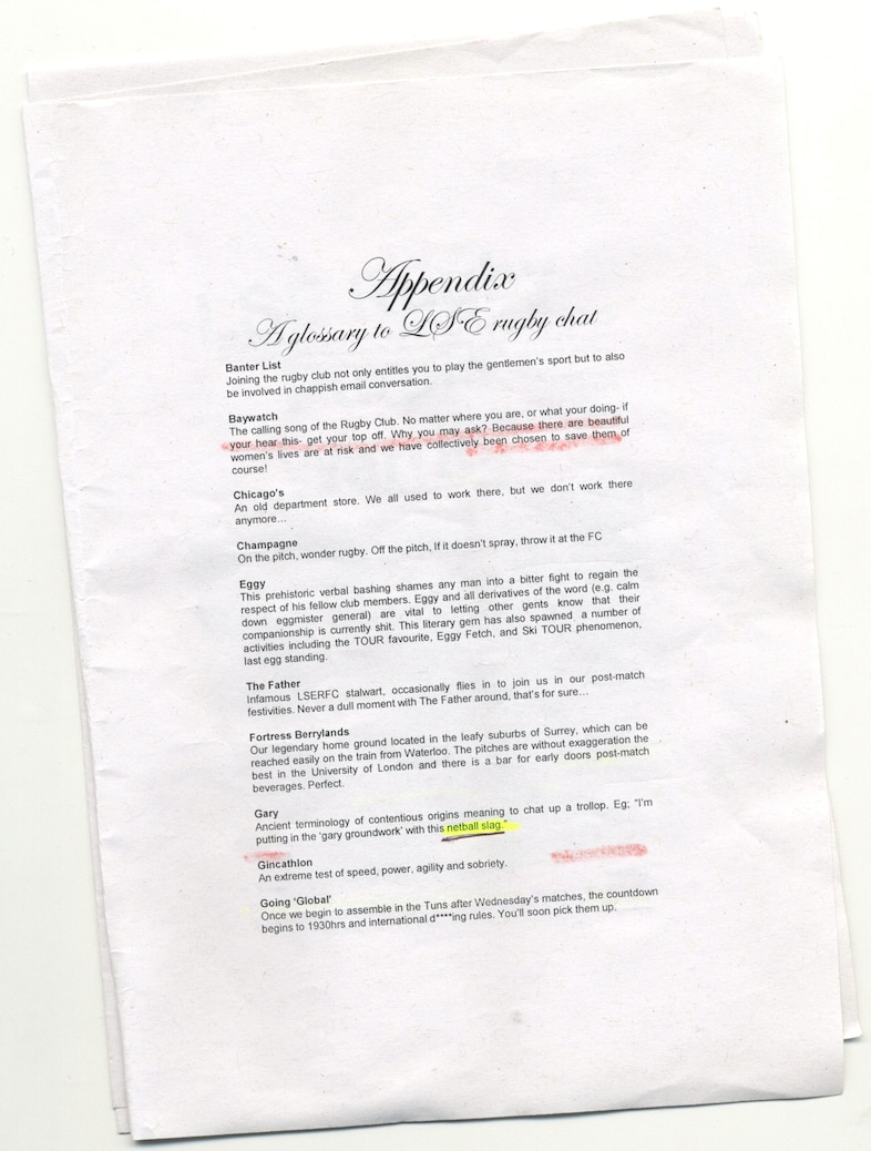 LSE rugby club sexist leaflet 3