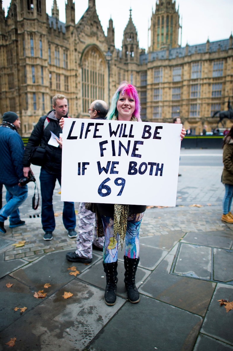 Westminster mass face-sitting UK porn ban protest