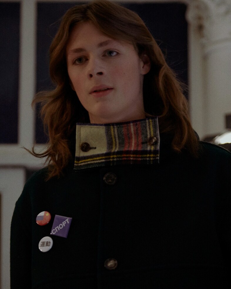 Gosha Rubchinskiy AW15 tartan collar, Mens, Dazed backstage 13