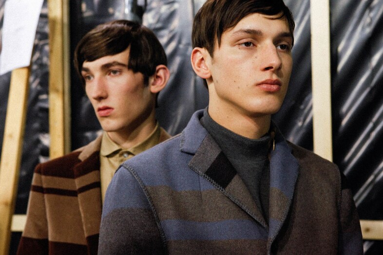 Kolor AW15 Mens Vertical Striped Blazers Collar Shirt