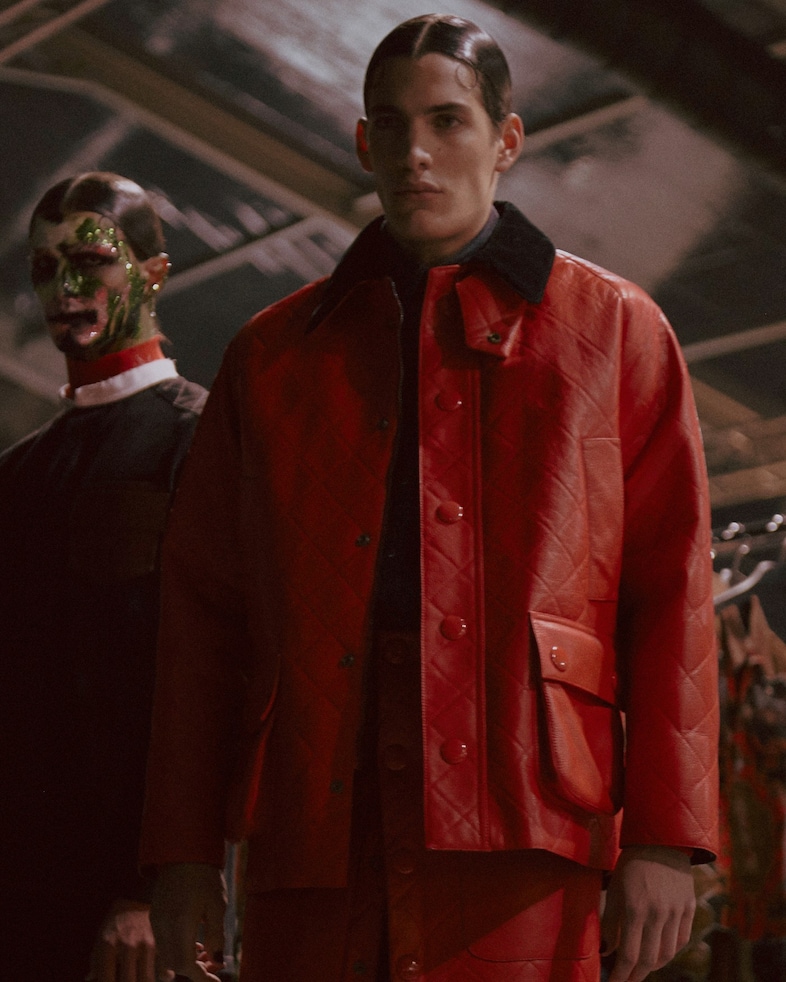 Givenchy AW15 Mens Dazed Backstage Red Leather Black Collar 13