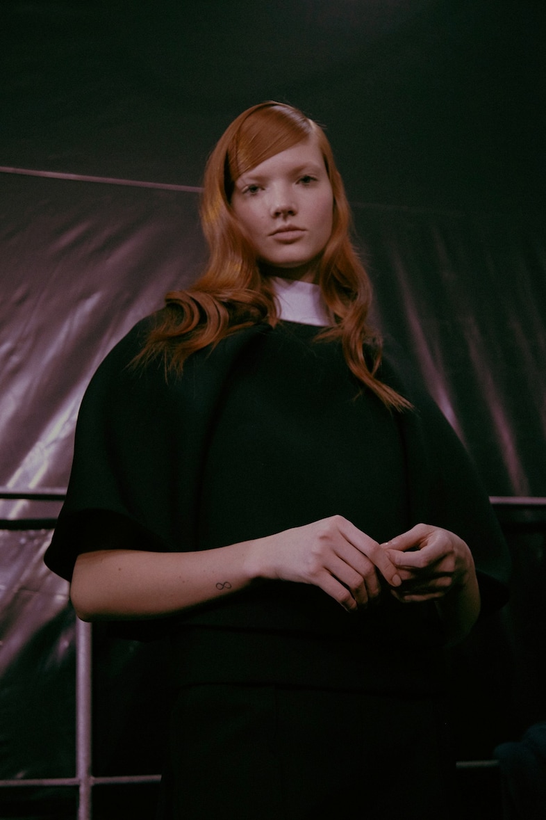 Dice Kayek Haute Couture SS15 Slicked Hair Black Dress