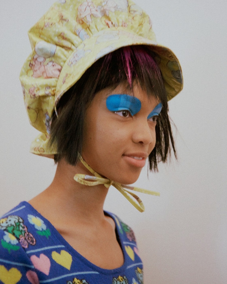 Jeremy Scott AW15, womenswear, Dazed backstage, bonnet 2