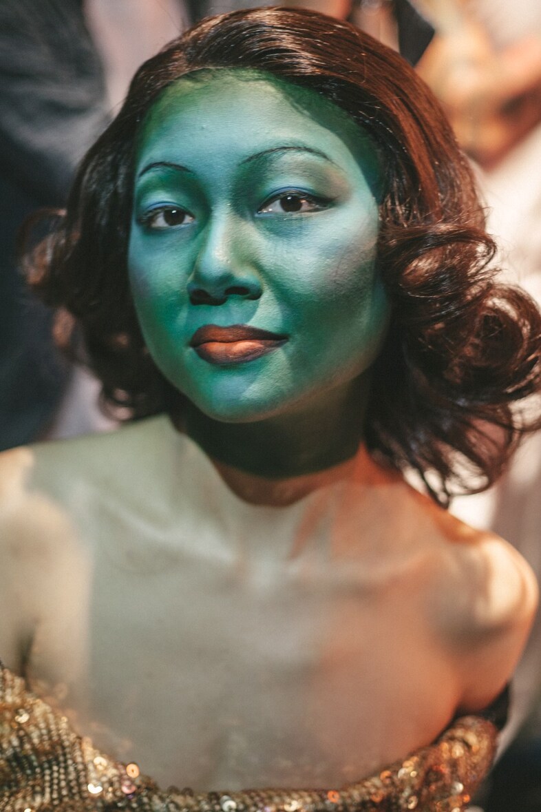 Ed Marler AW15, Fashion East, Dazed backstage, makeup green