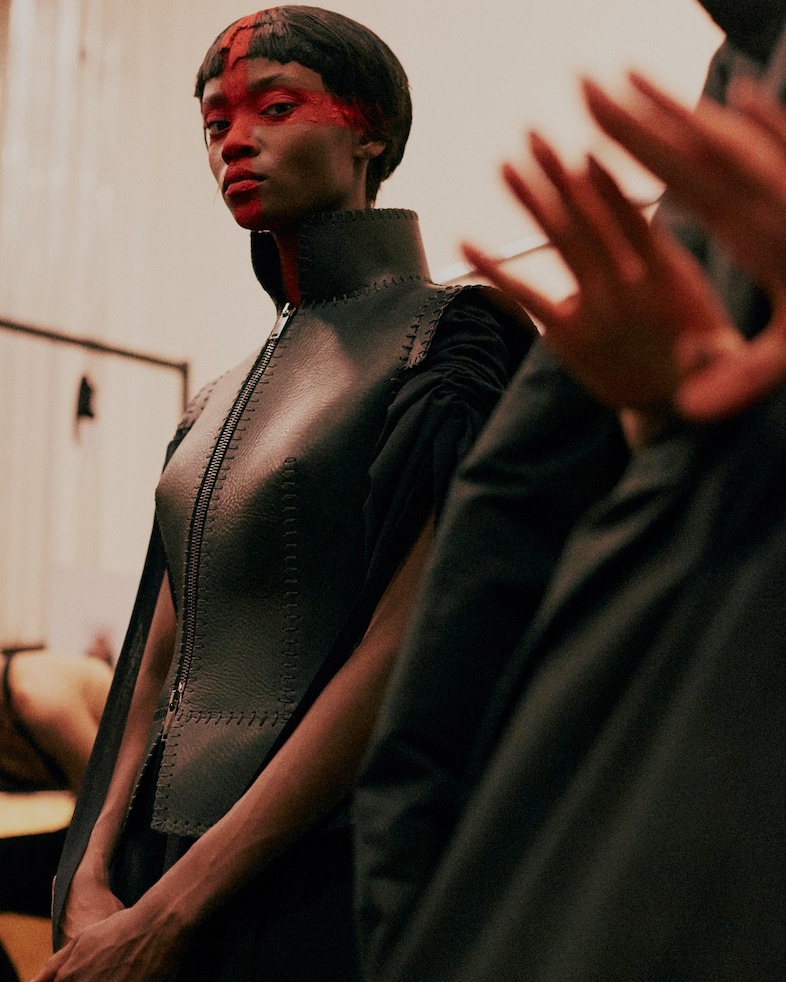 Gareth Pugh AW15, Britannia, Saint George&#39;s Cross, Leather 5