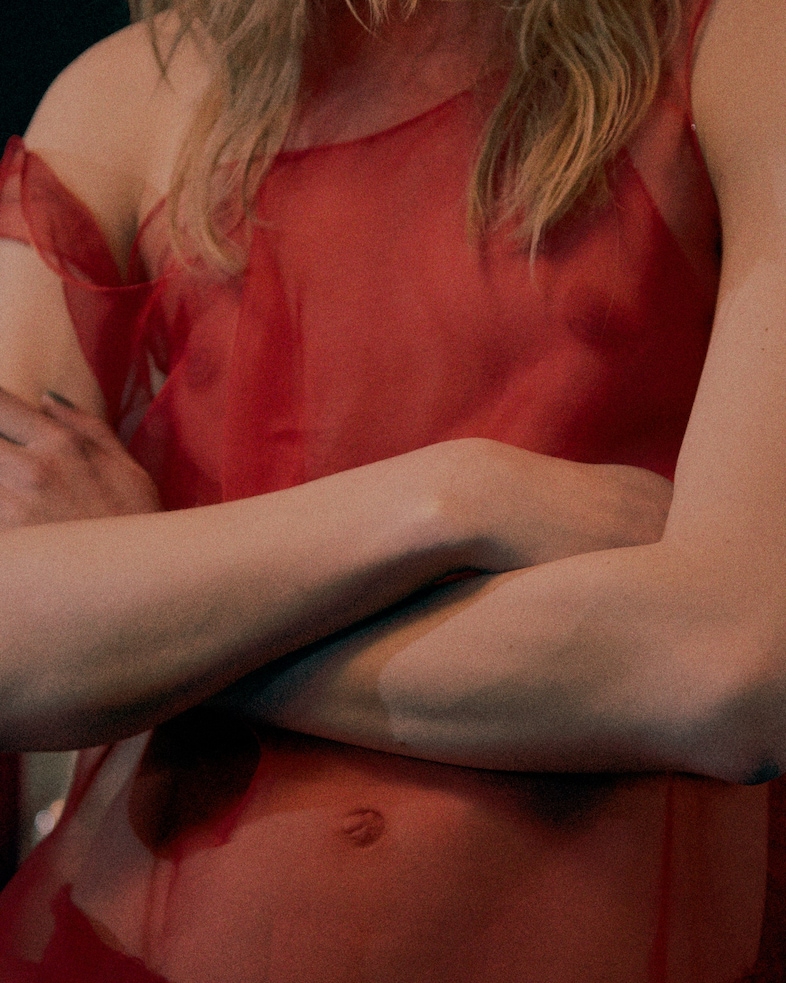 Marques’Almeida AW15 Womenswear Sheer Chiffon Red Vest 17