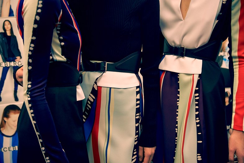 Iceberg AW15 Dazed backstage womenswear stripes belt waist