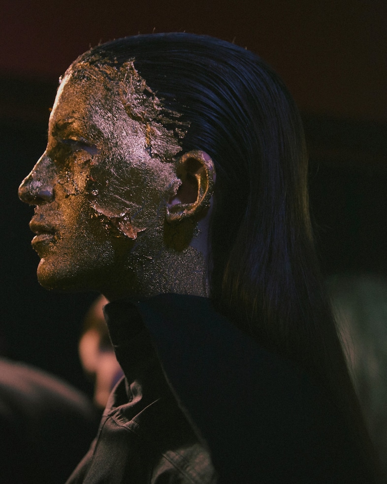 Rick Owens AW15, Dazed, womenswear gold face makeup 11