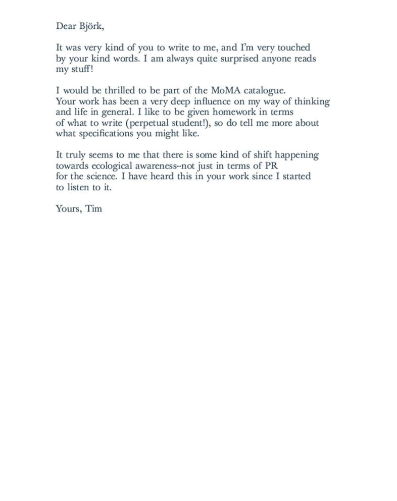 Bj&#246;rk’s letters with Timothy Morton, Thames &amp; Hudson 1