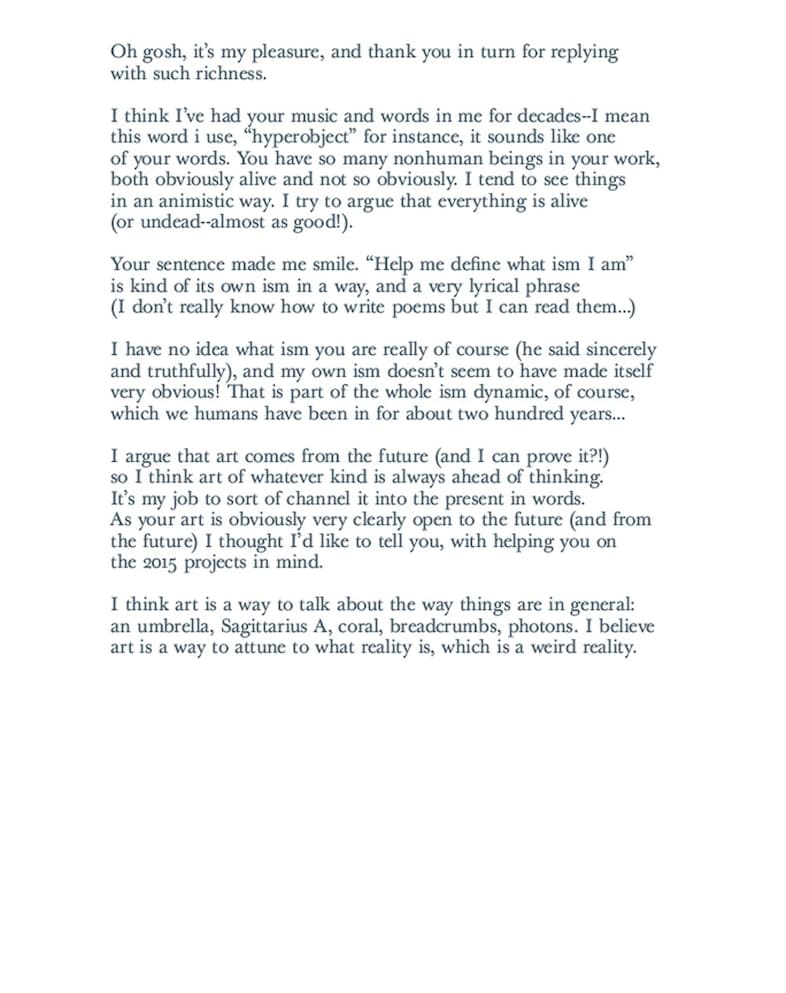 Bj&#246;rk’s letters with Timothy Morton, Thames &amp; Hudson 3
