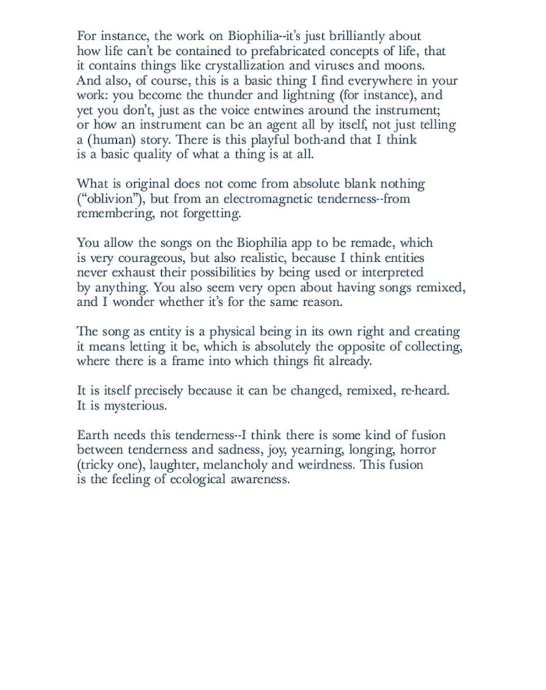 Bj&#246;rk’s letters with Timothy Morton, Thames &amp; Hudson 7