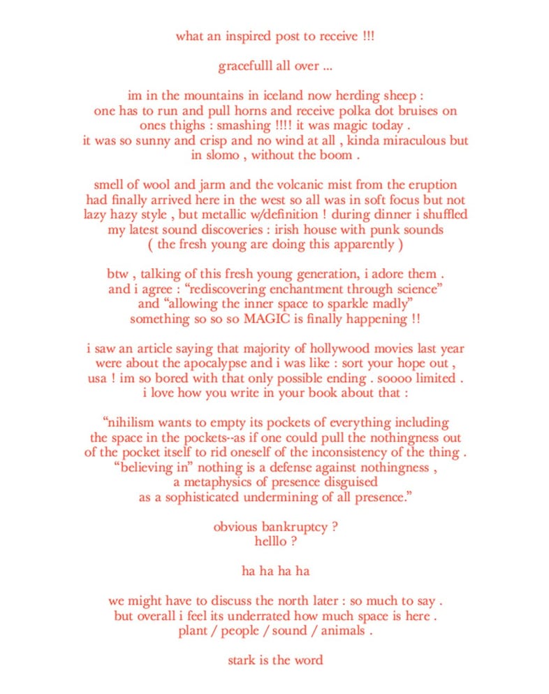 Bj&#246;rk’s letters with Timothy Morton, Thames &amp; Hudson 10