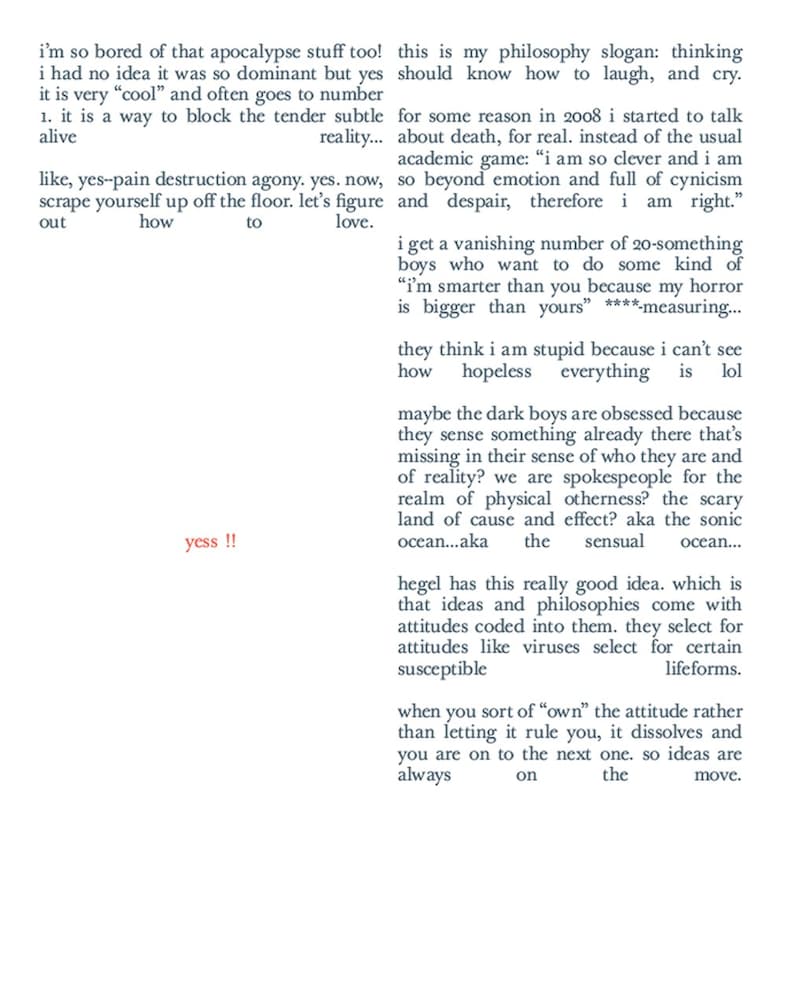 Bj&#246;rk’s letters with Timothy Morton, Thames &amp; Hudson 11