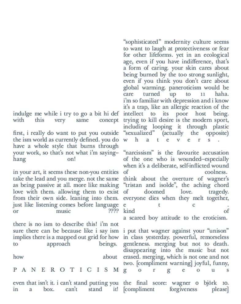 Bj&#246;rk’s letters with Timothy Morton, Thames &amp; Hudson 16