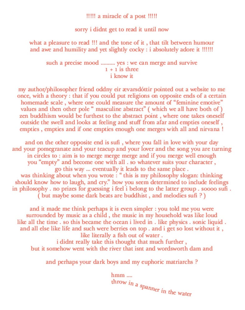 Bj&#246;rk’s letters with Timothy Morton, Thames &amp; Hudson 17