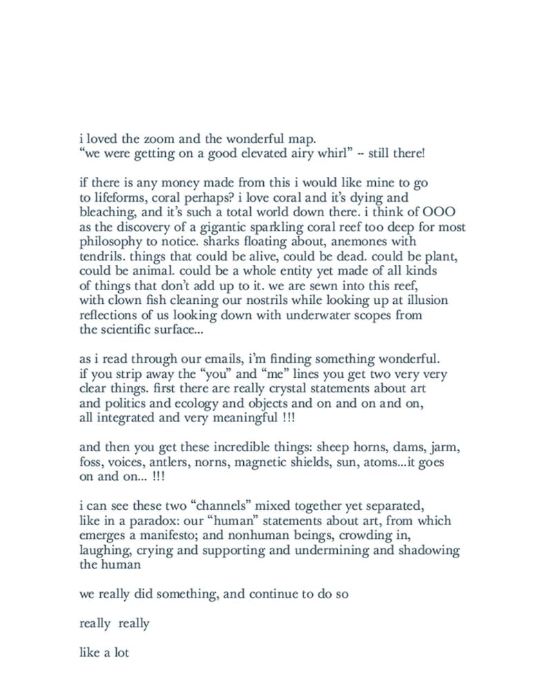 Bj&#246;rk’s letters with Timothy Morton, Thames &amp; Hudson 22