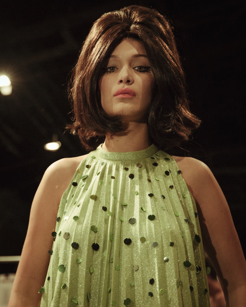 Bella Hadid backstage at Jeremy Scott SS16 0