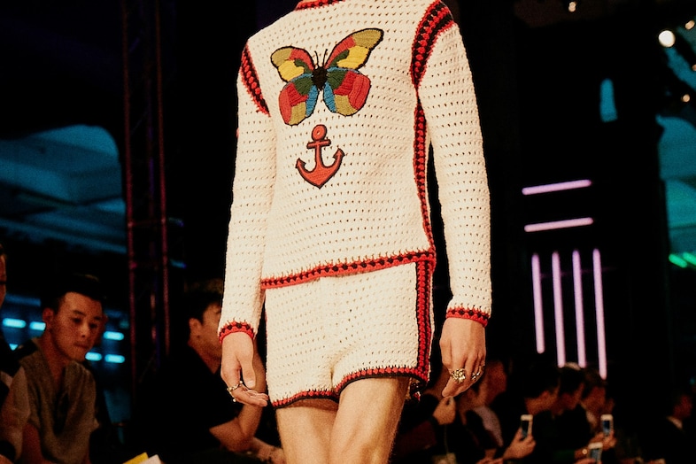 A crochet shirt from the men's Spring Summer 2016 collection