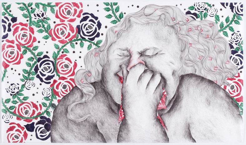 VIDHA SAUMYA, Rita, 2013, ink on paper, 12 x 20 in