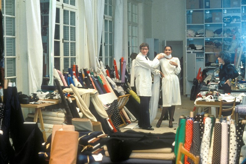 Yves Saint Laurent and Kirat in his studio (1983)
