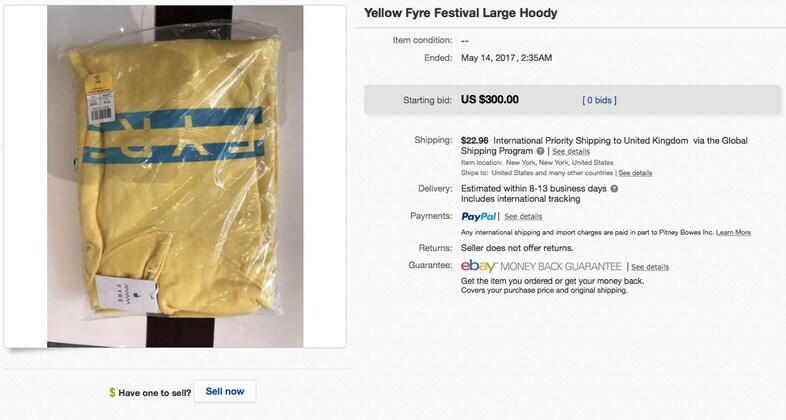 fyre festival ebay merchandise 