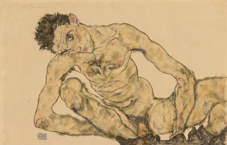 Egon Schiele, Nude Self-Portrait, Squatting, 1916