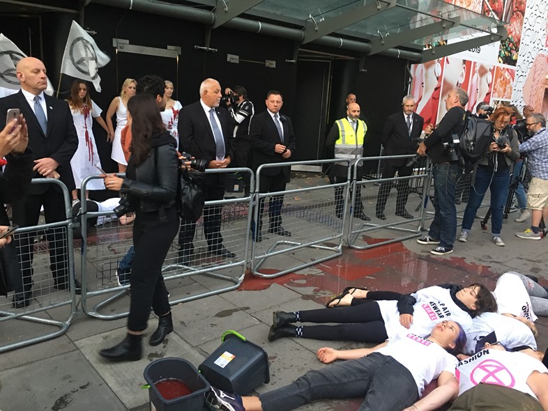 Extinction Rebellion London Fashion Week die-in